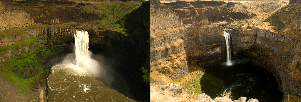 Palouse Falls in Spring and Fall