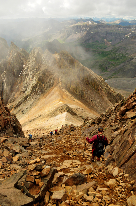 Descending Mt. Sneffels in the San Juan Mountains