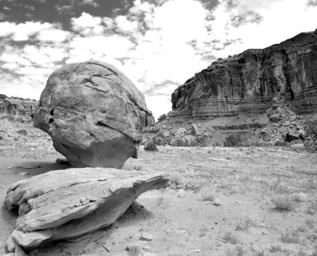 Wind-sculpted boulders on the floor of Dominguez Canyon