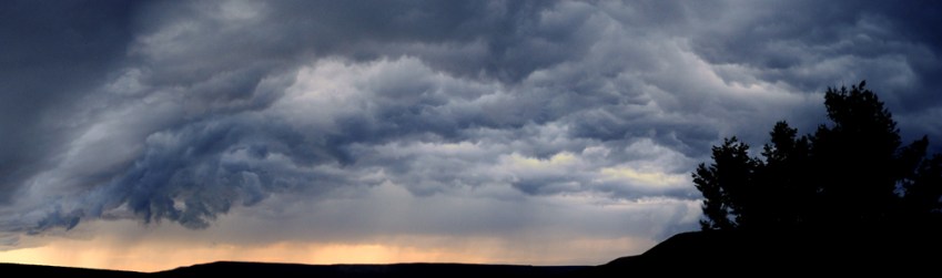 Thunderstorm clouds swirl above western Colorado