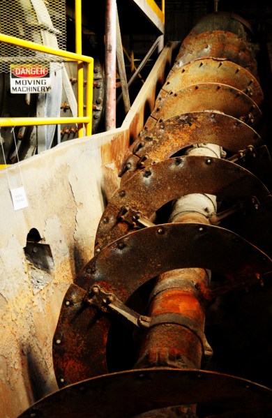 A spiral classifier used to sort crushed ore