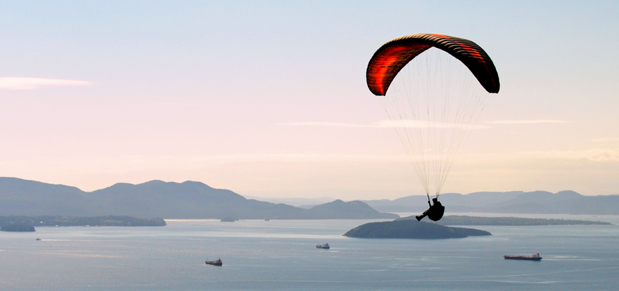 A parasailer enjoys views of the San Juan Islands.