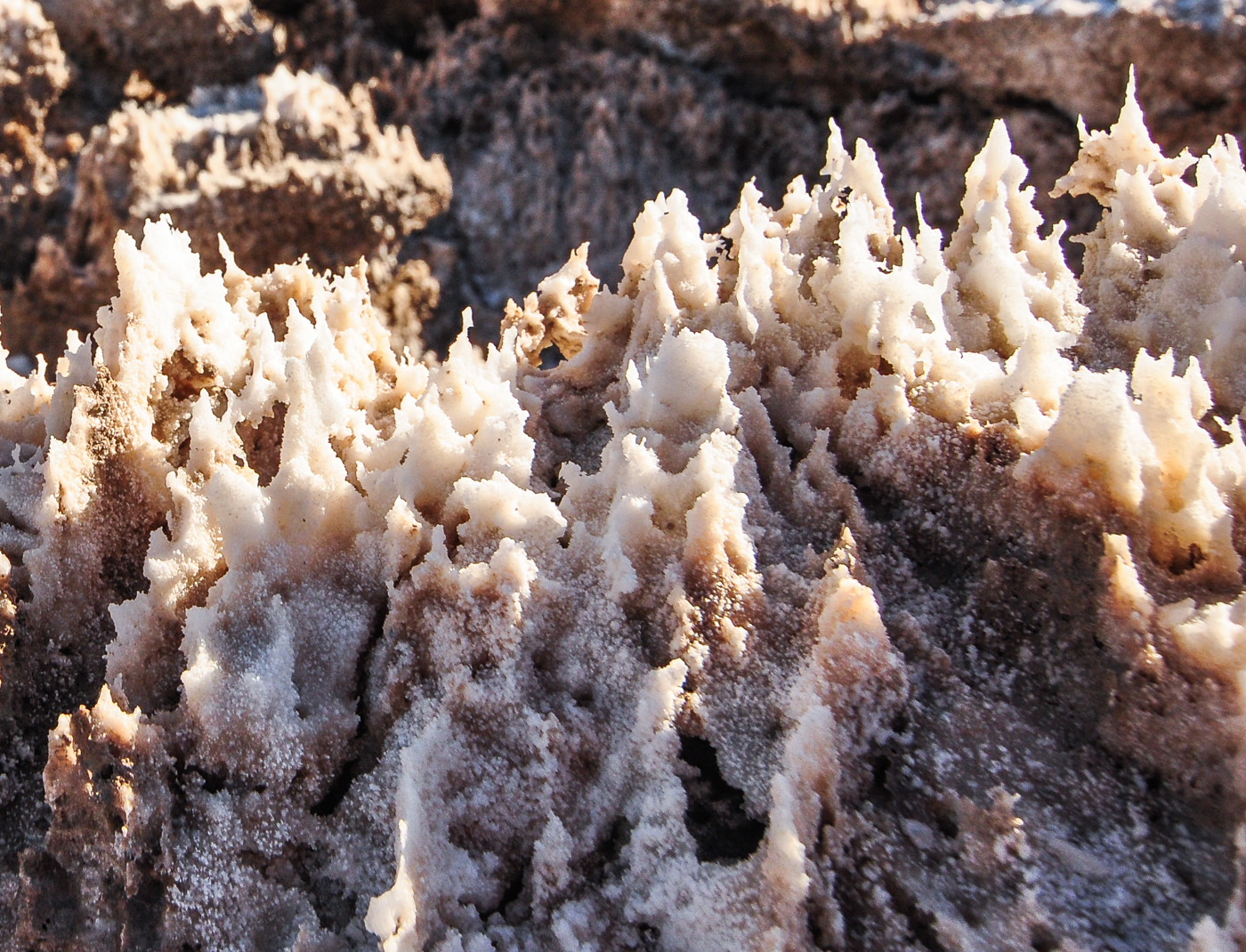 Close-up of the salt formations at Devil's Golf Course.