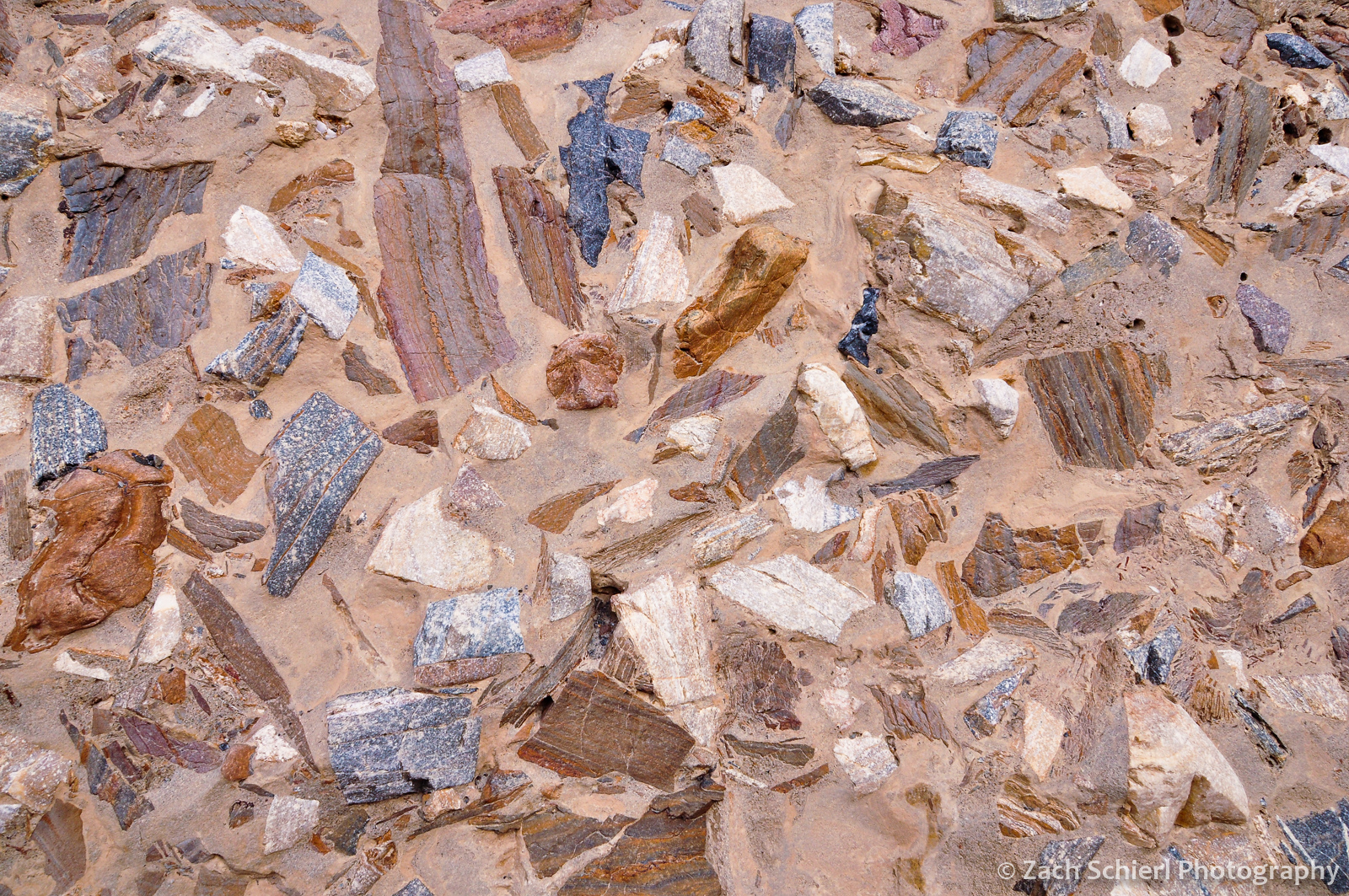 Colorful breccia in Mosaic Canyon, Death Valley National Park