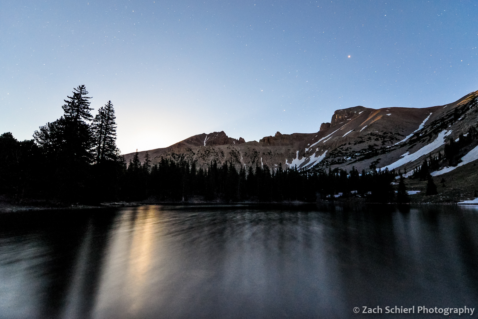 Ful moonlight over Wheller Peak and Stella Lake
