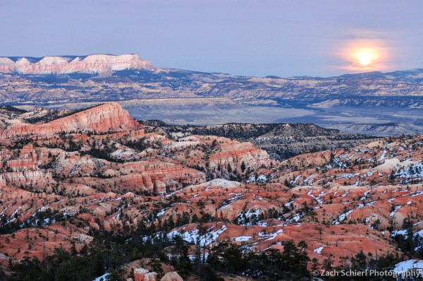 Moonrise over Powell Point and the Sinking Ship, Bryce Canyon National Park