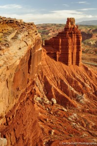 Chimney rock at sunset, Capitol Reef National Park, Utah