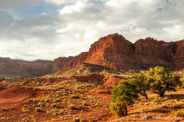 Sunlit cliffs at Capitol Reef National Park, Utah