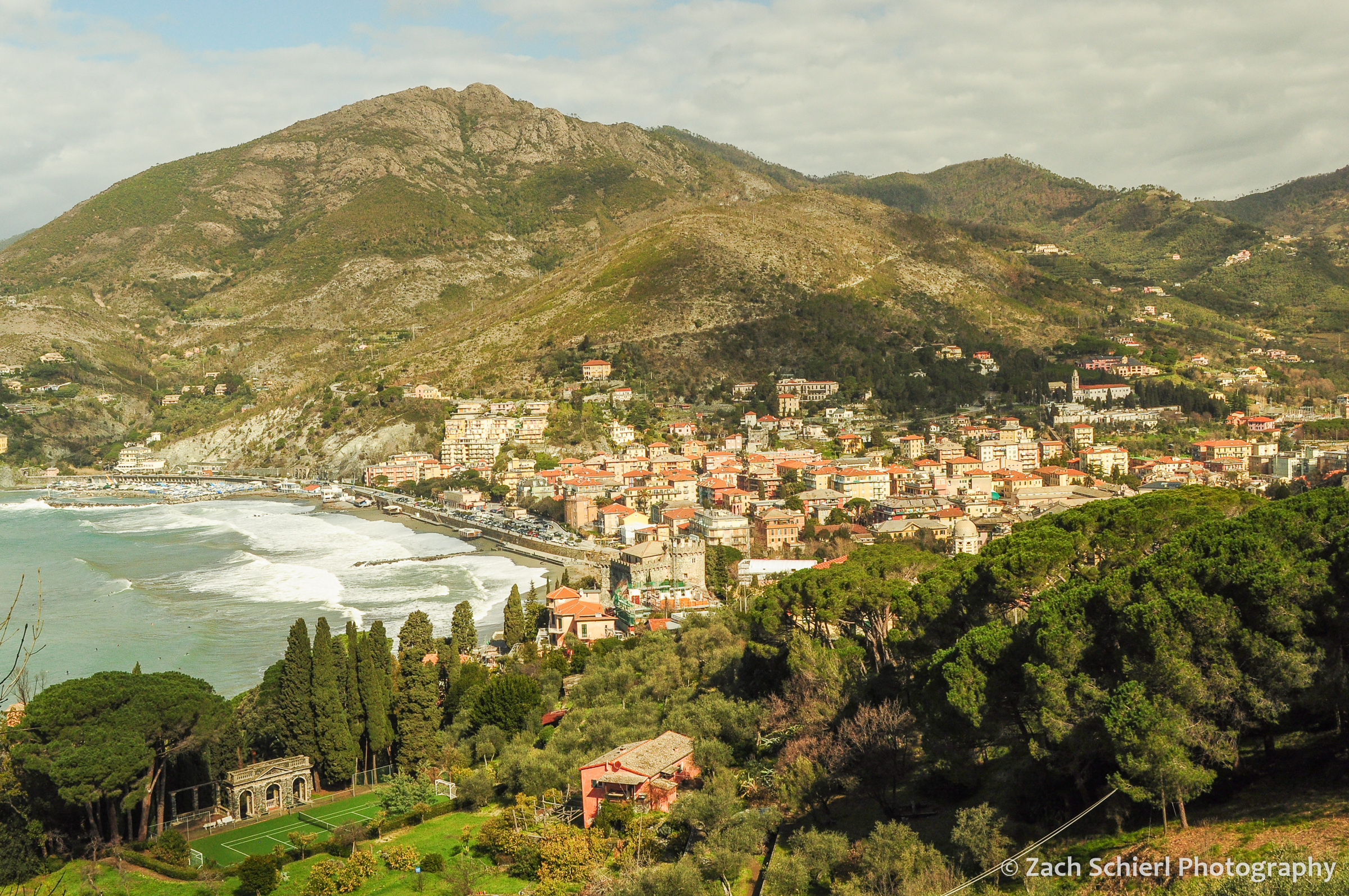 The city of Levanto and surrounding hills